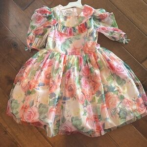 Pippa & Julie Pink Floral Organza Dress